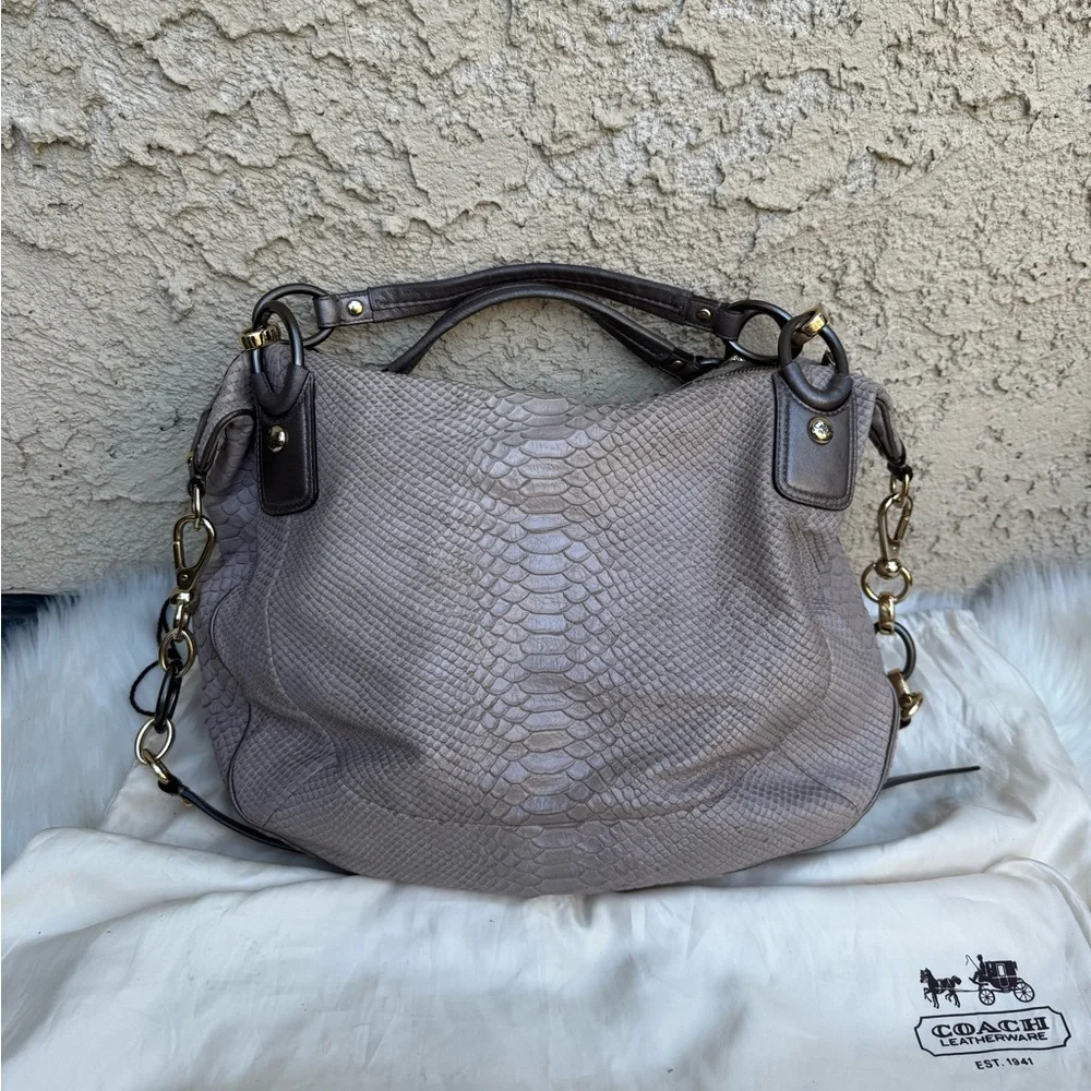 Coach python leather satchel crossbody w/ dust bag - Picture 11 of 16